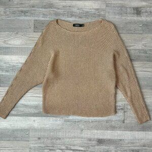 Lauren Ralph Lauren Metallic Gold Boat Neck Long Sleeve Sweater Size Large Q21